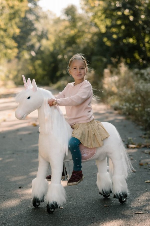 Mechanisches Reitpferd Einhorn Pony  auf Rollen Merlin  M  für Kinder zwischen 5-12 Jahre Neu